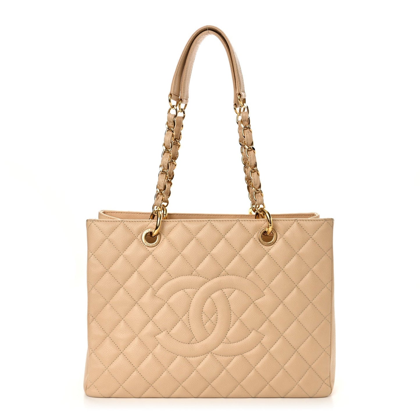 Caviar Quilted Grand Shopping Tote GST Beige