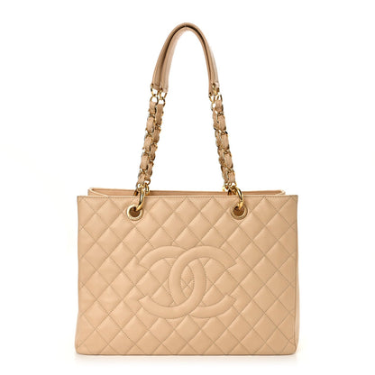 Caviar Quilted Grand Shopping Tote GST Beige