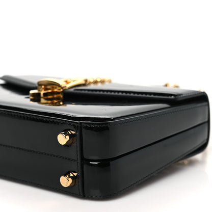 Mousse Top Patent Mini Sylvie 1969 Top Handle Bag Black