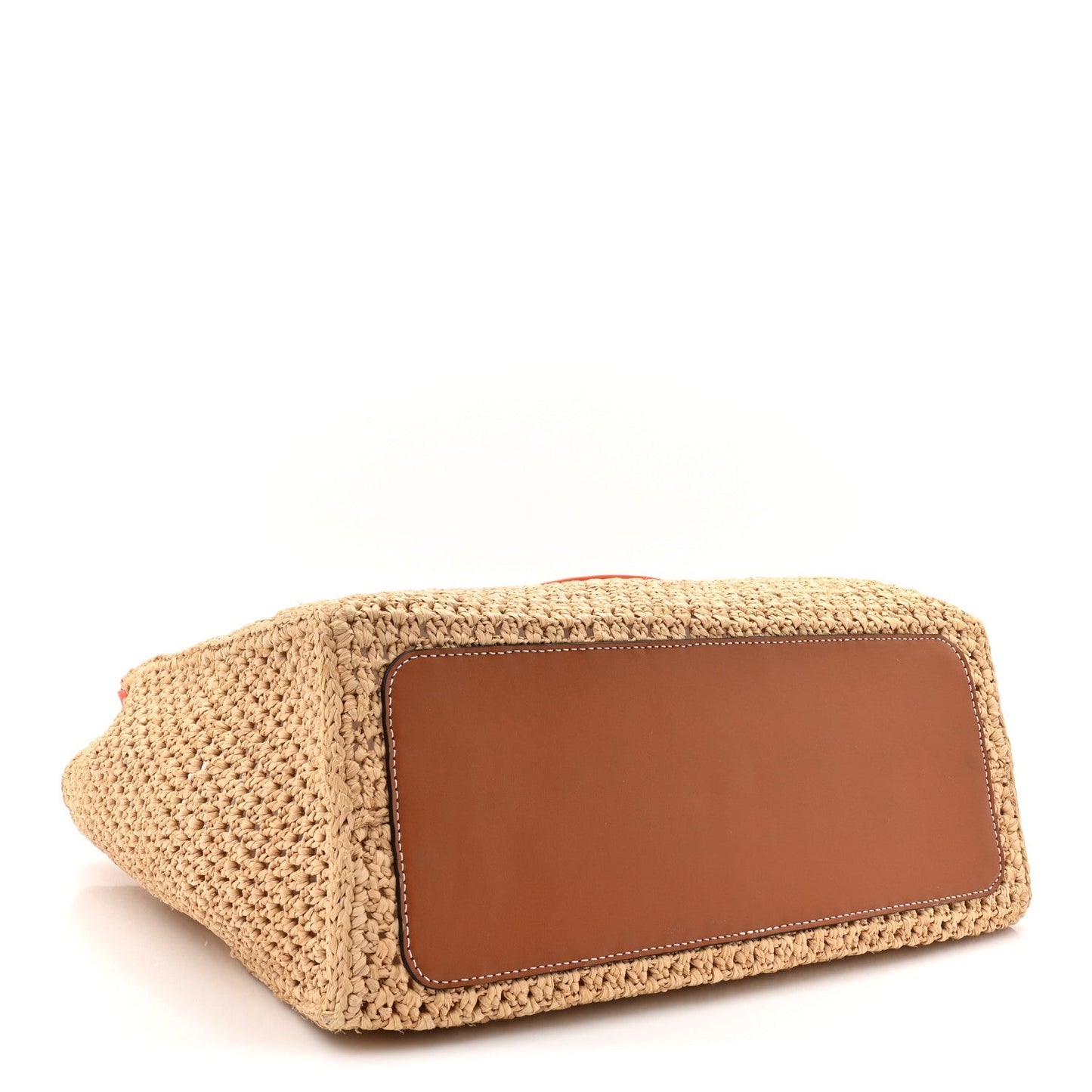 Raffia Calfskin Saint Tropez OnTheGo MM Natural Orange