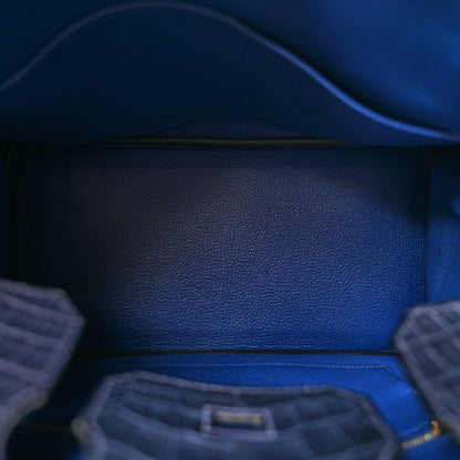 Taurillon Novillo Matte Alligator Birkin Touch 30 Bleu Saphir Bleu Marine