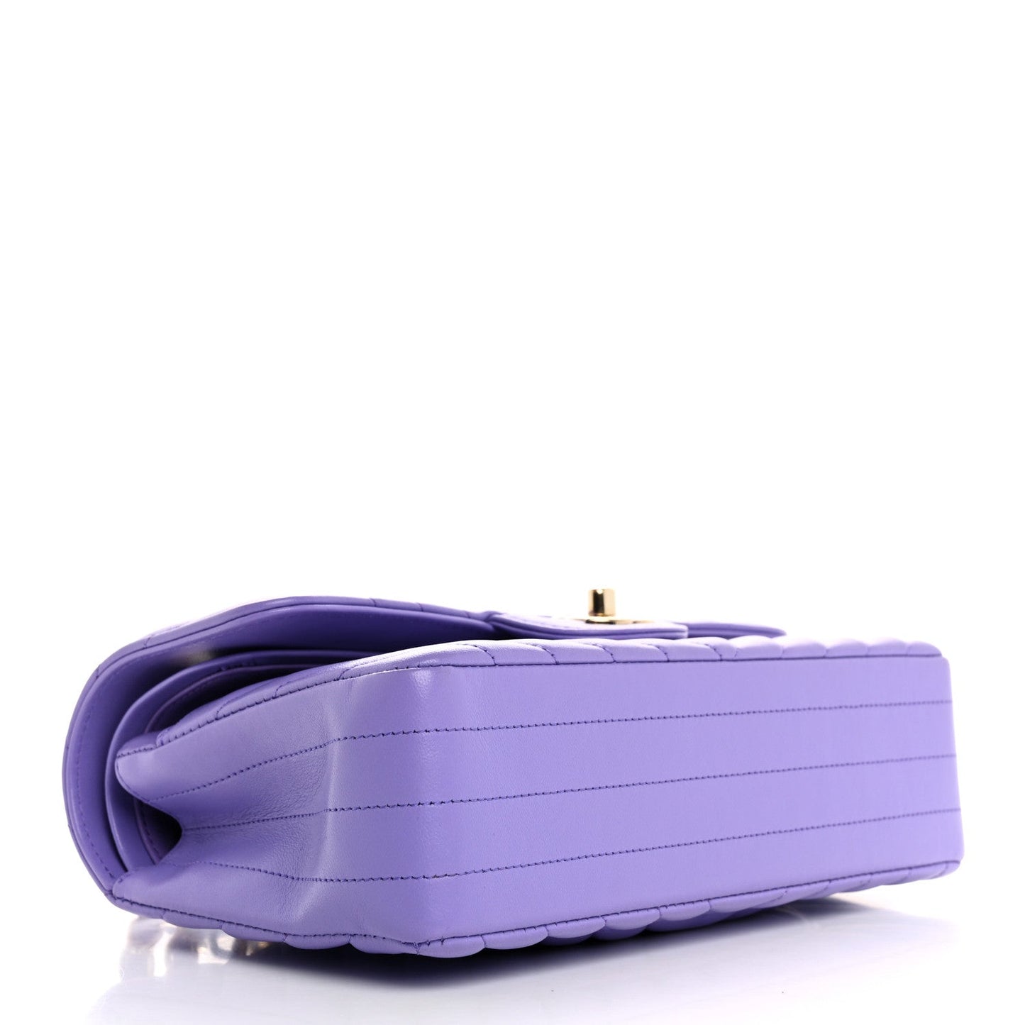 Lambskin Chevron Quilted Small Double Flap Purple