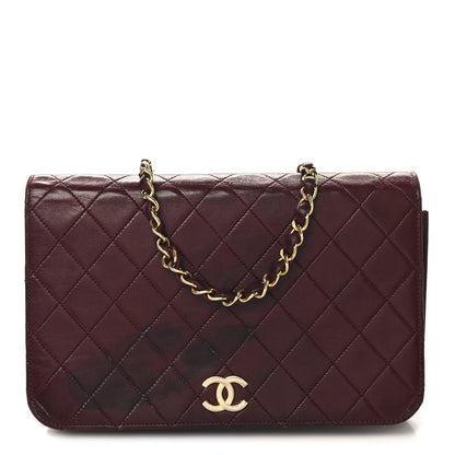 Lambskin Quilted Small Single Flap Bordeaux