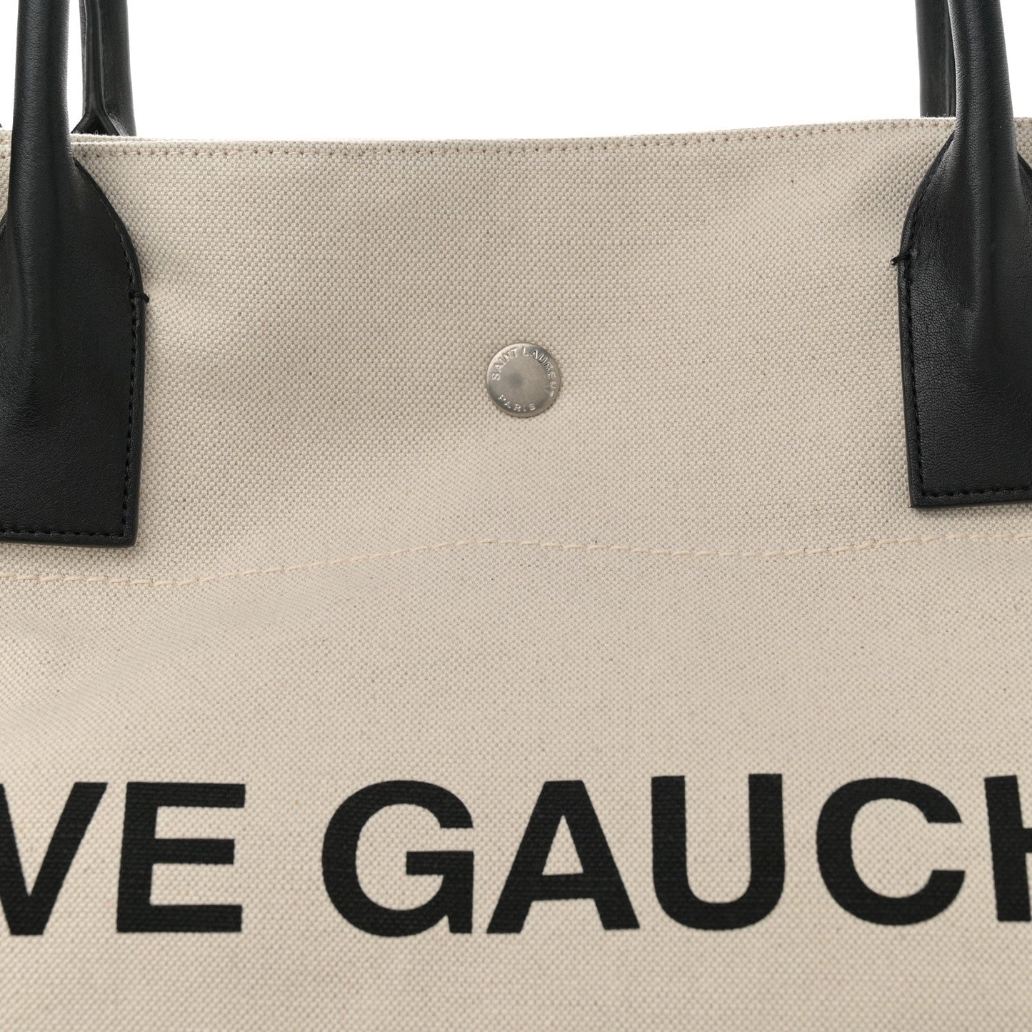 Linen Calfskin Rive Gauche Maxi Tote Grege et Noir
