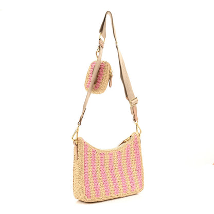 Yarn Raffia Effect Crochet Striped Re-Edition 2005 Shoulder Bag Naturale Petalo