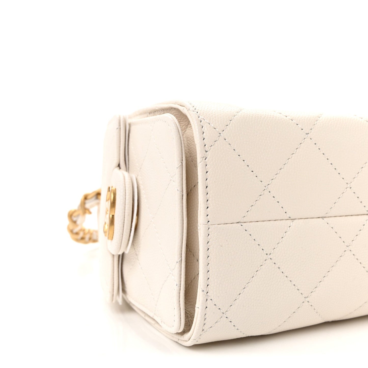Caviar Quilted Mini Chanel 25 Handbag White