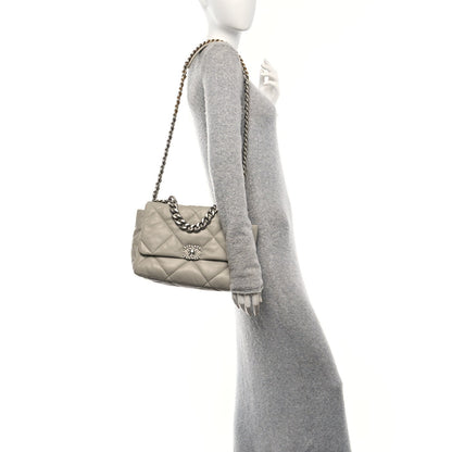 Lambskin Quilted Large Chanel 19 Flap Grey