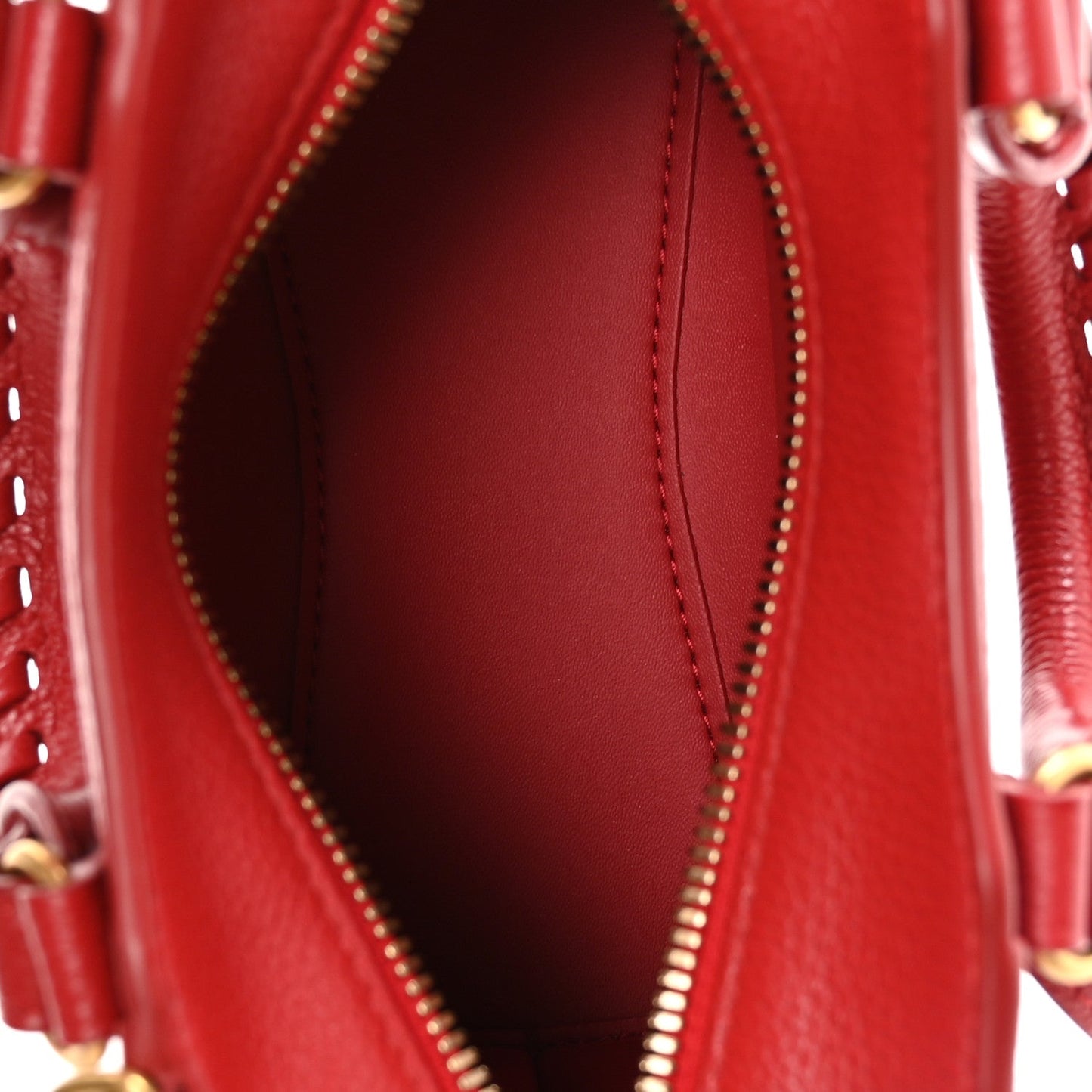 Grained Calfskin Neo Classic Gold Hardware Nano City Crossbody Medium Red