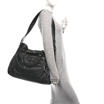 Agneau Classic Silver Hardware Weekender Black