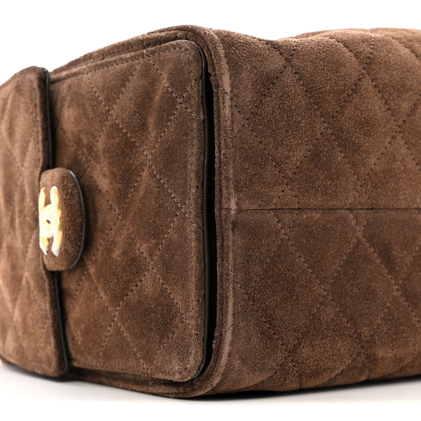 Suede Quilted Small Chanel 25 Handbag Dark Brown