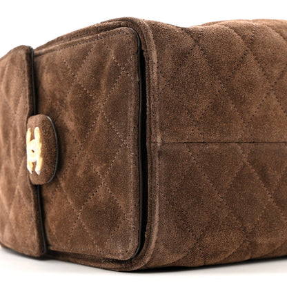 Suede Quilted Small Chanel 25 Handbag Dark Brown