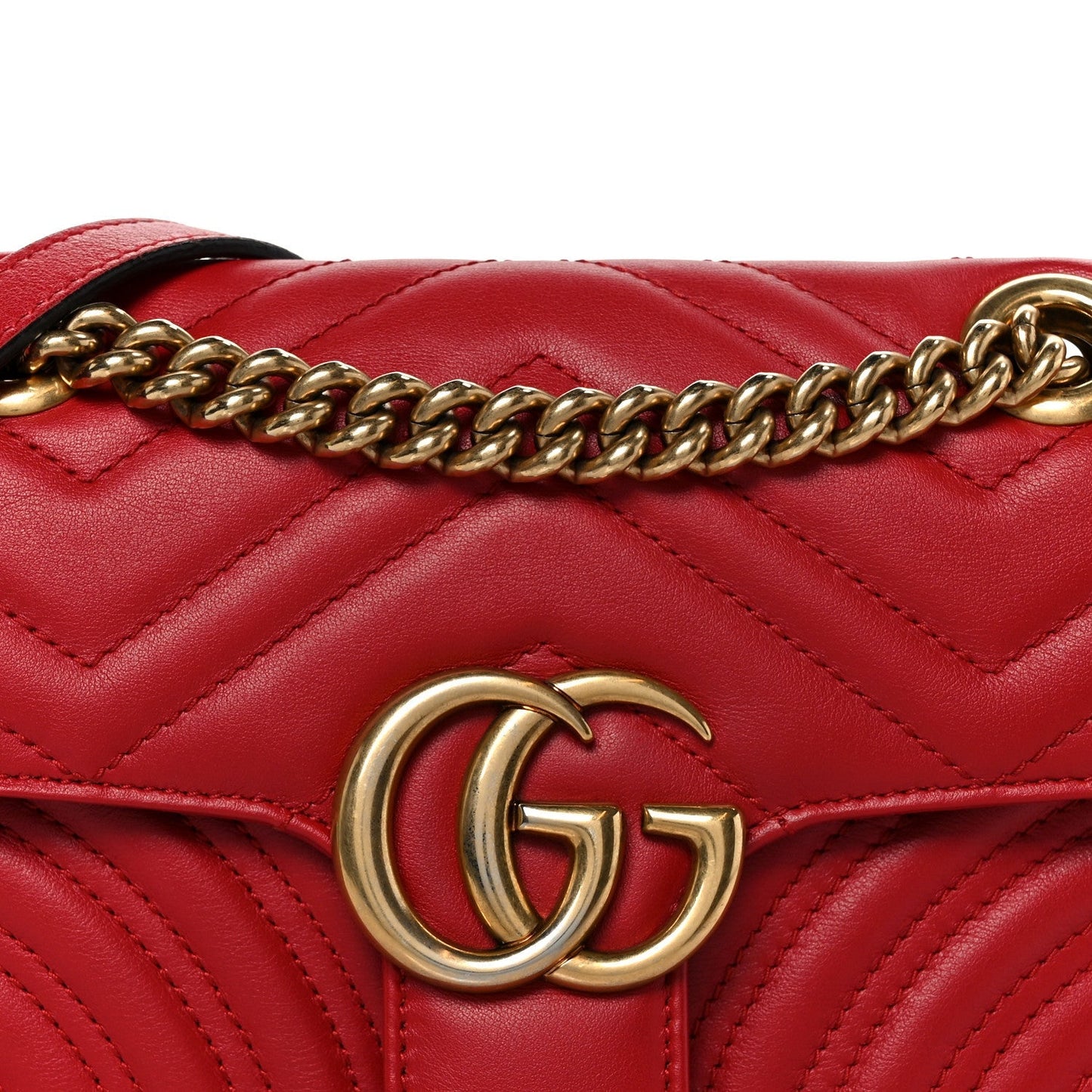 Calfskin Matelasse Mini GG Marmont Shoulder Bag Hibiscus Red