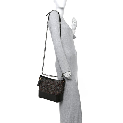 Tweed Calfskin Medium Gabrielle Hobo Brown