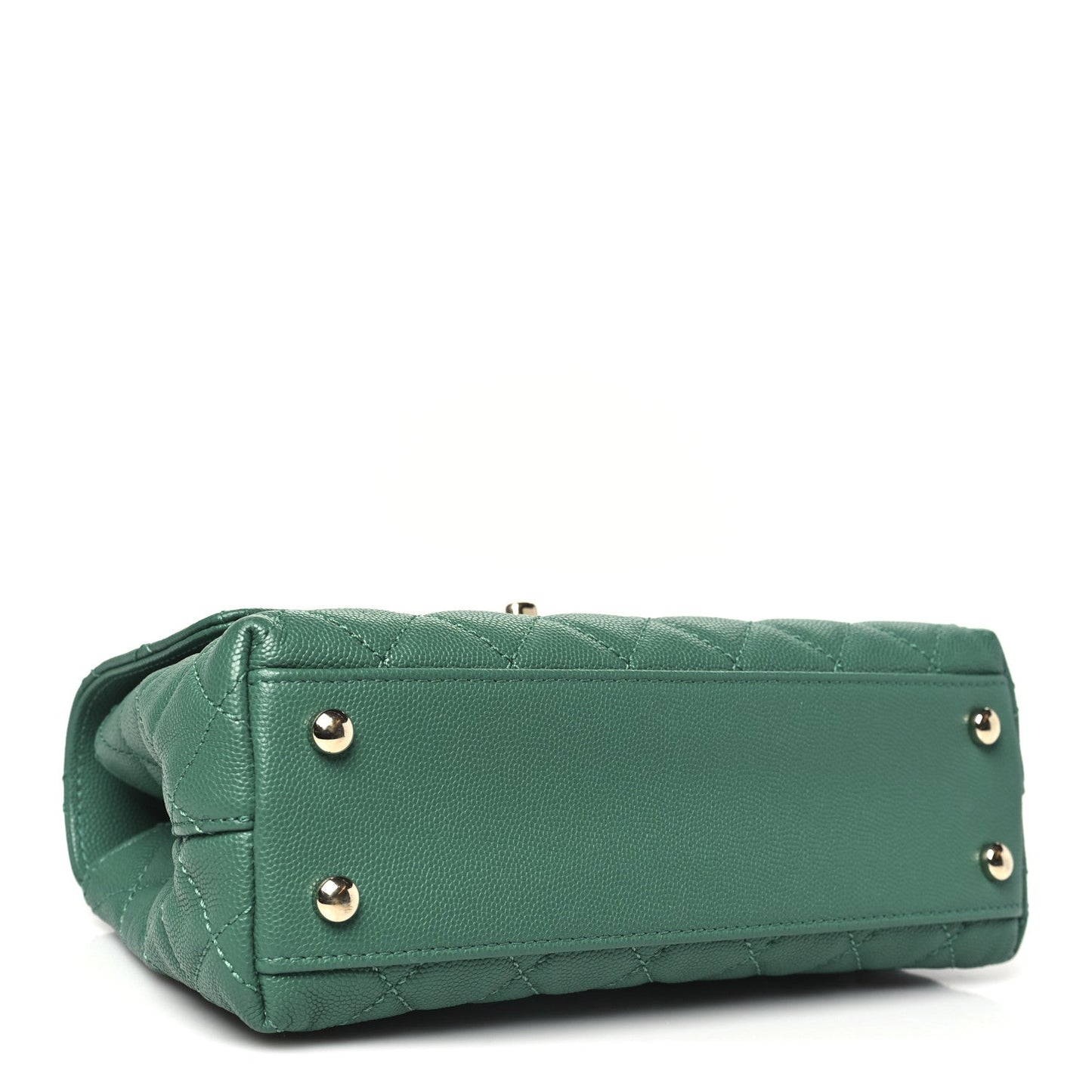 Caviar Quilted Mini Coco Handle Flap Green