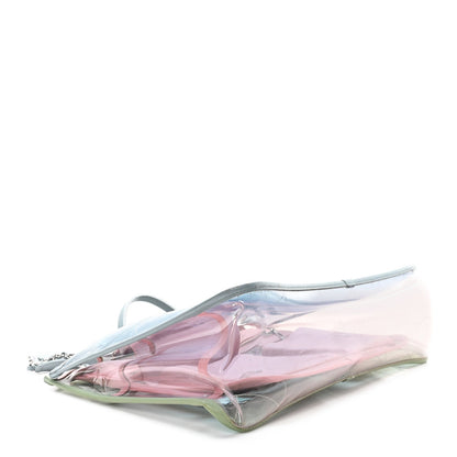 PVC Lambskin Stitched Medium Coco Splash Shopping Bag Blue Green Pink