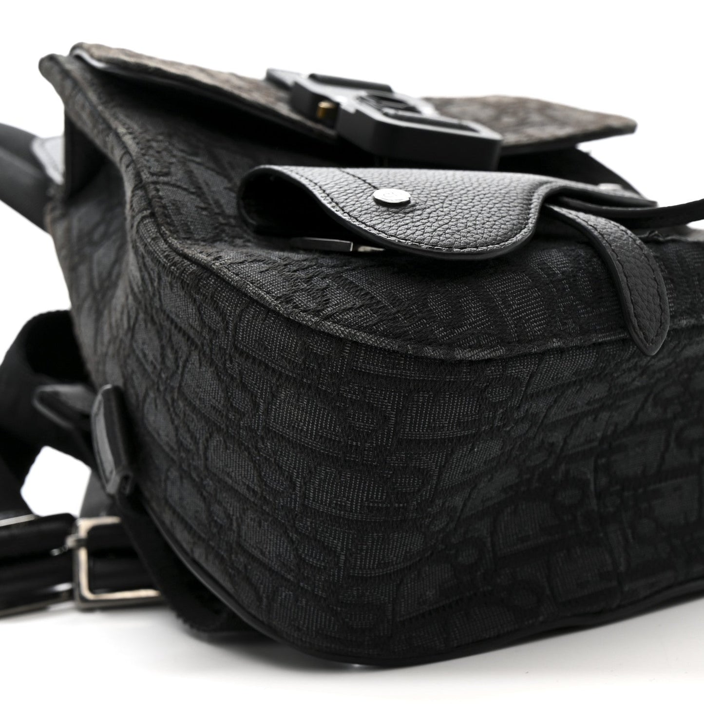 Oblique Jacquard Mini Saddle Backpack Black Blue