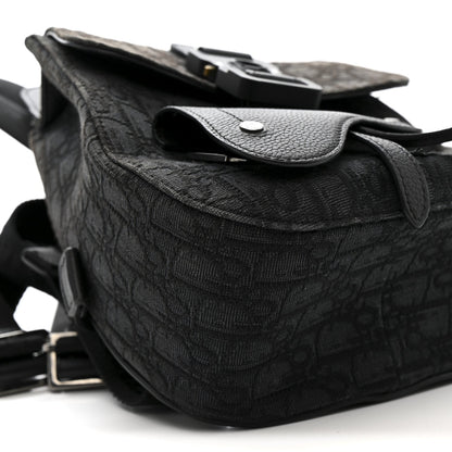Oblique Jacquard Mini Saddle Backpack Black Blue