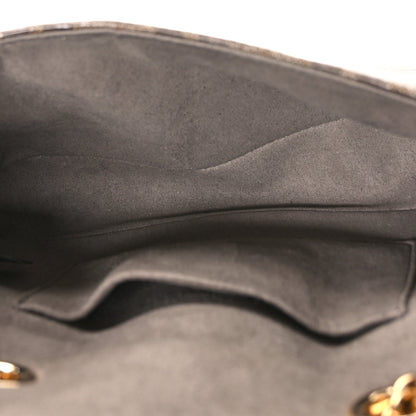 Glazed Fabric Vitello Century FF 1974 Stamp Patch Mini Double F Crossbody Bag Mogano Panna Black