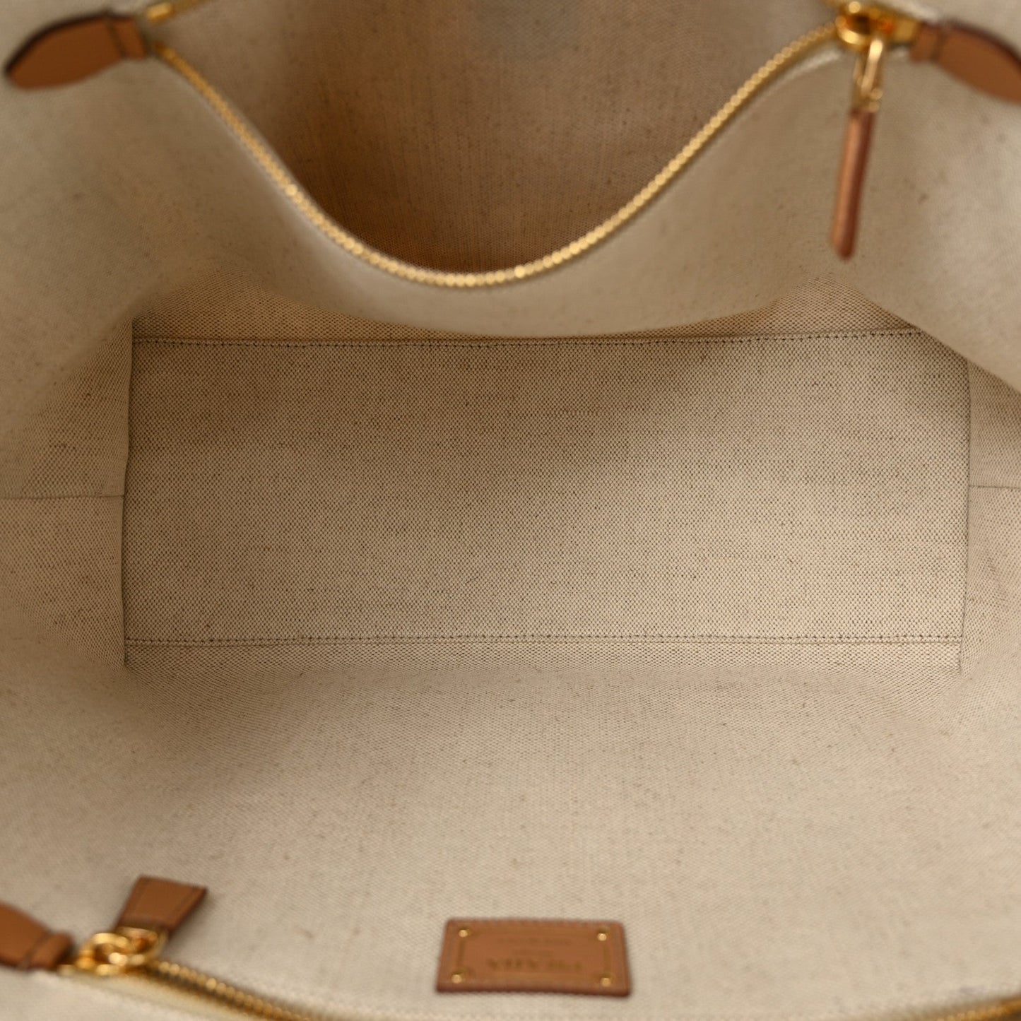 Linen Vitello Large Logo Tote Natural