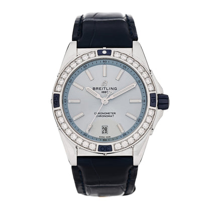 Stainless Steel Alligator Diamond Bezel 38mm Chronomat Automatic Watch Ice Blue A17356