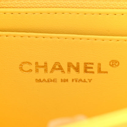 Lambskin Quilted Mini Rectangular Flap Yellow