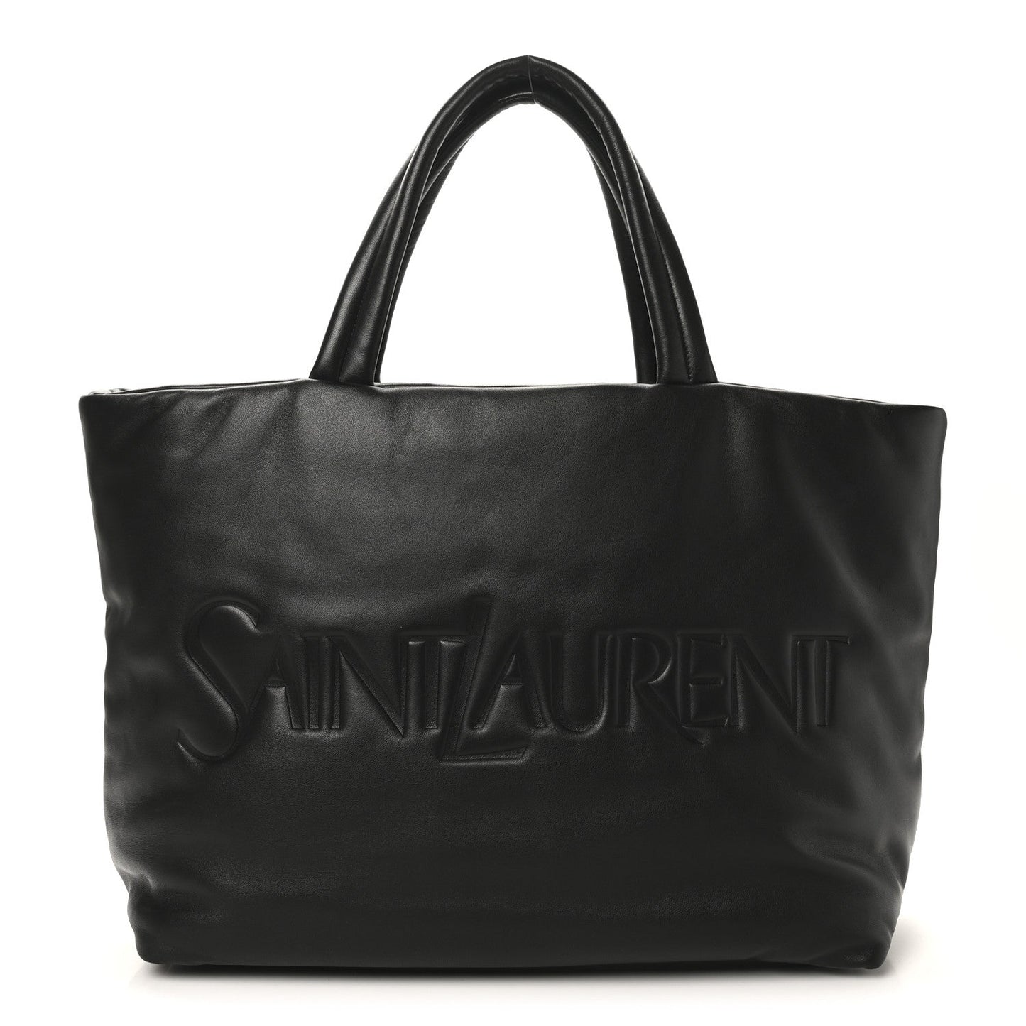 Lambskin Wide Puffer Tote Black