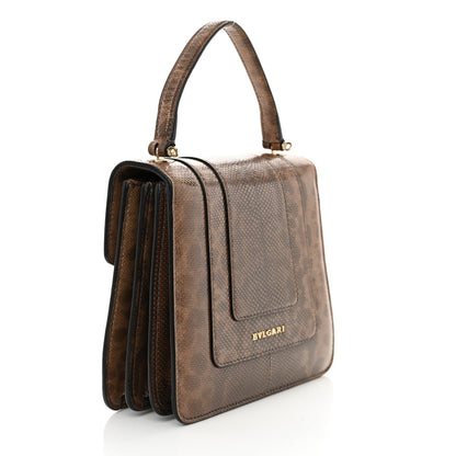 Shiny Karung Serpenti Forever Top Handle Brown