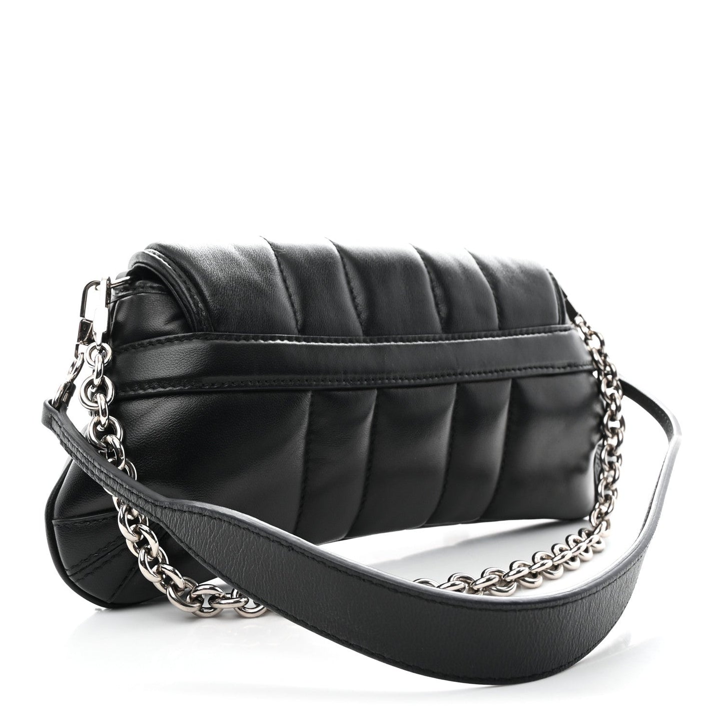 Nappa Vertical Matelasse Small Maxi Horsebit Chain Shoulder Bag Black