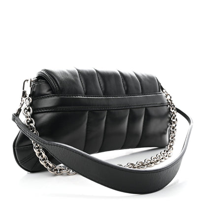 Nappa Vertical Matelasse Small Maxi Horsebit Chain Shoulder Bag Black