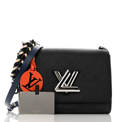 Epi Twist Braided Strap Shoulder Bag MM Black Orange Fluo Cobalt