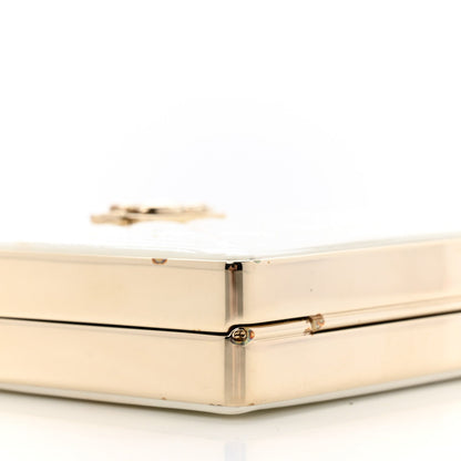 Patent Calfskin Boy Minaudiere White