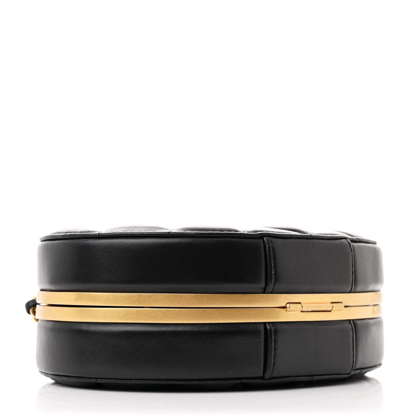 Lambskin Round Clutch With Chain Black