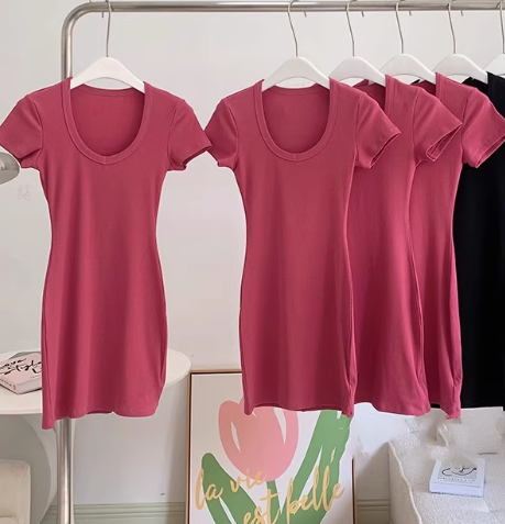 ins super hot hot girl pure desire style pink dress female slim slim summer high waist hip skirt R0257