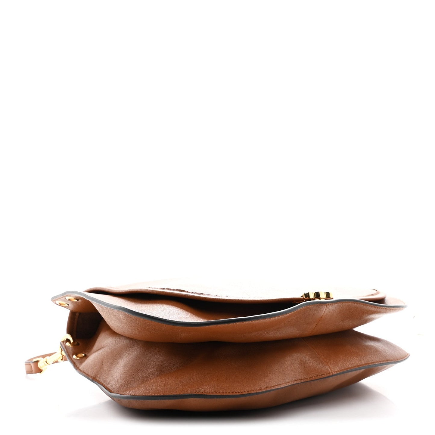 Shiny Lambskin Soft Triomphe Besace Bag Soft Tan