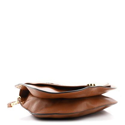 Shiny Lambskin Soft Triomphe Besace Bag Soft Tan