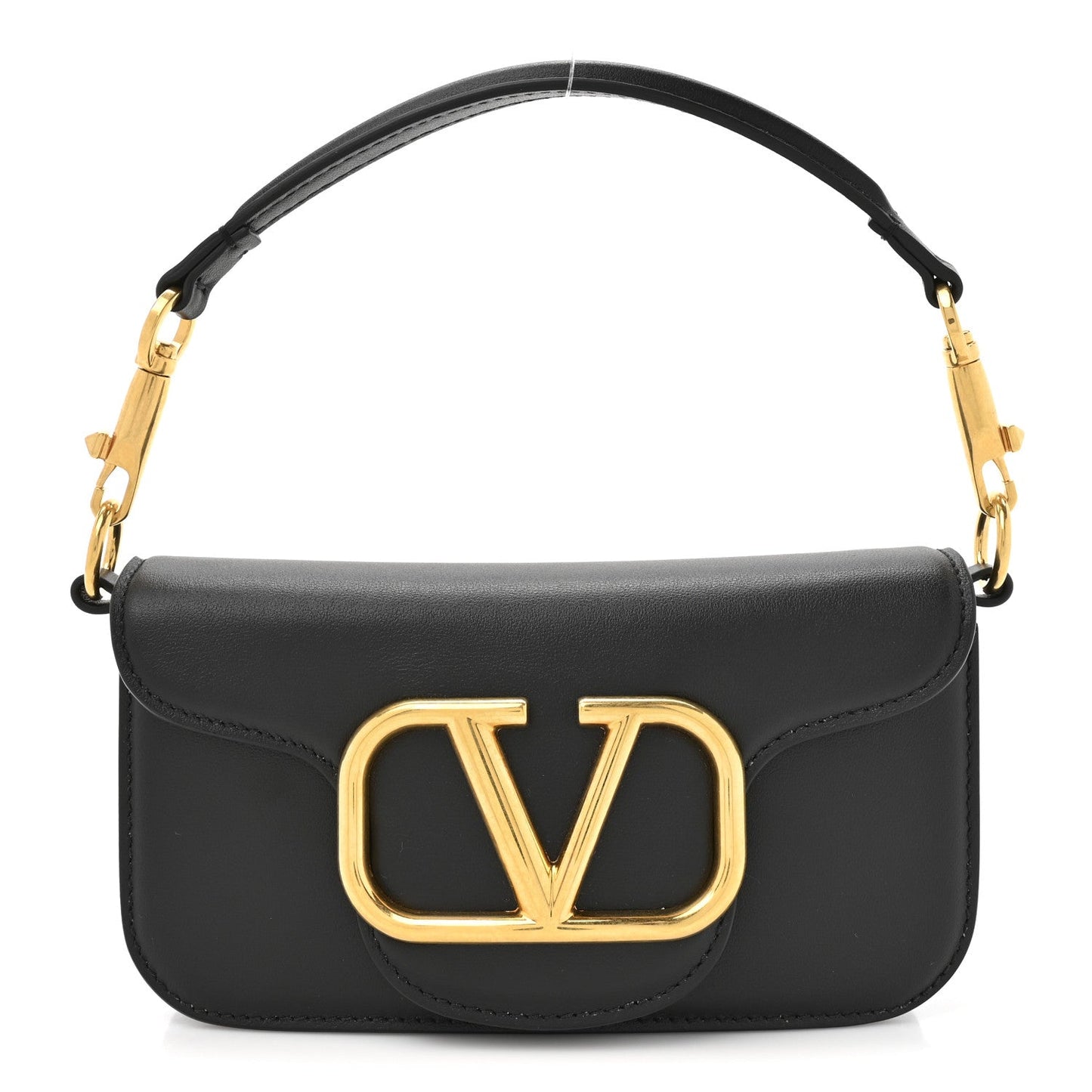Calfskin Vlogo Small Loco Shoulder Bag Black