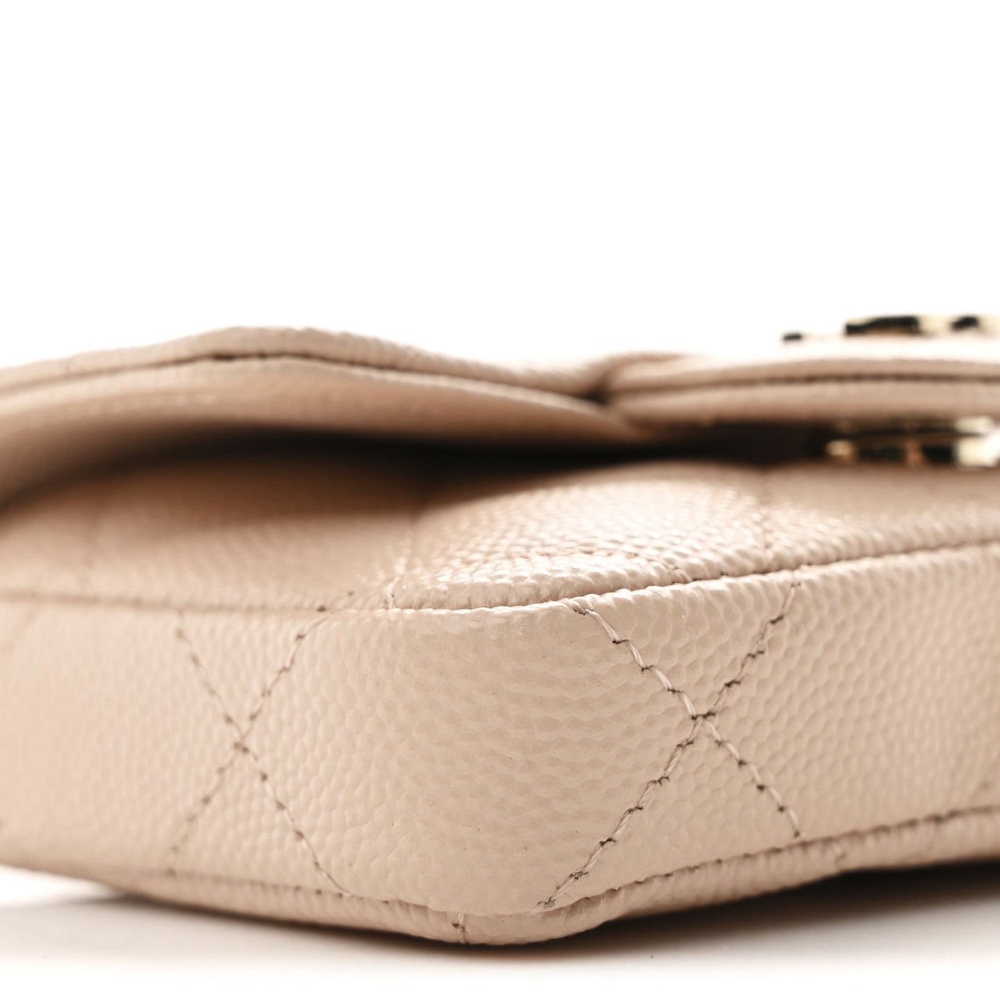 Caviar Quilted Mini Chain Belt Bag Light Beige