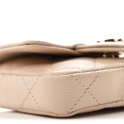 Caviar Quilted Mini Chain Belt Bag Light Beige