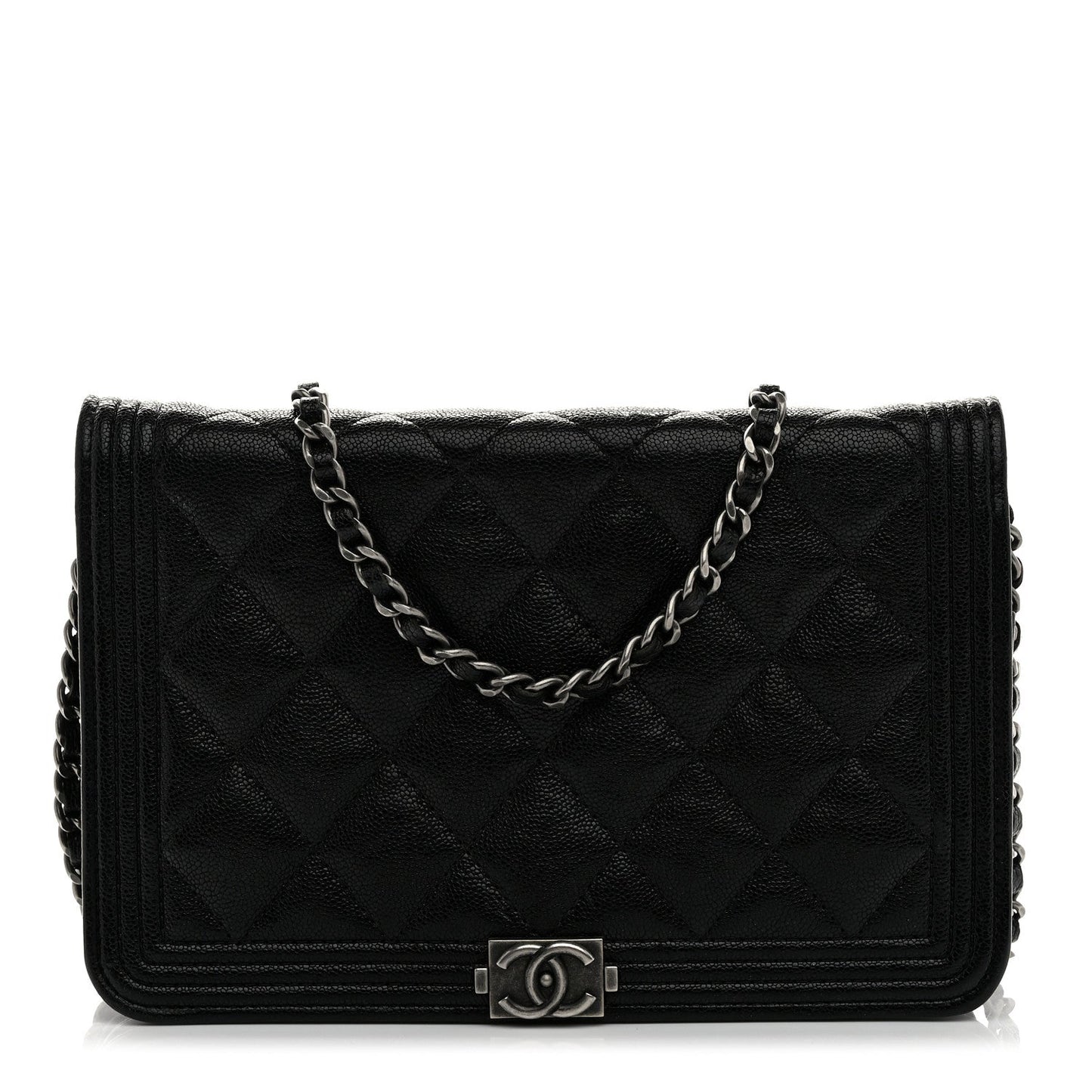Caviar Quilted Boy Wallet On Chain WOC Black