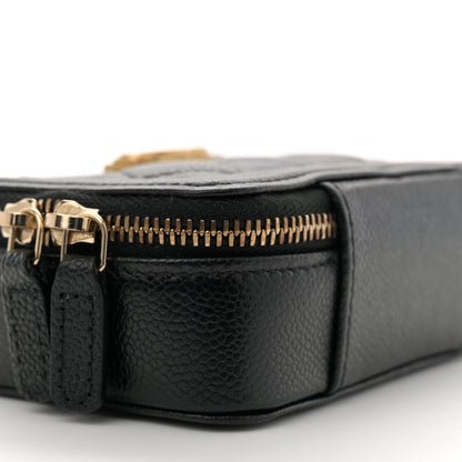 Caviar Quilted Mini Boy Clutch With Chain Black