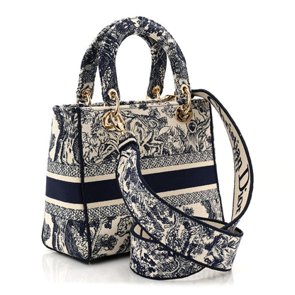 Toile De Jouy Embroidered Medium Lady D-Lite Blue