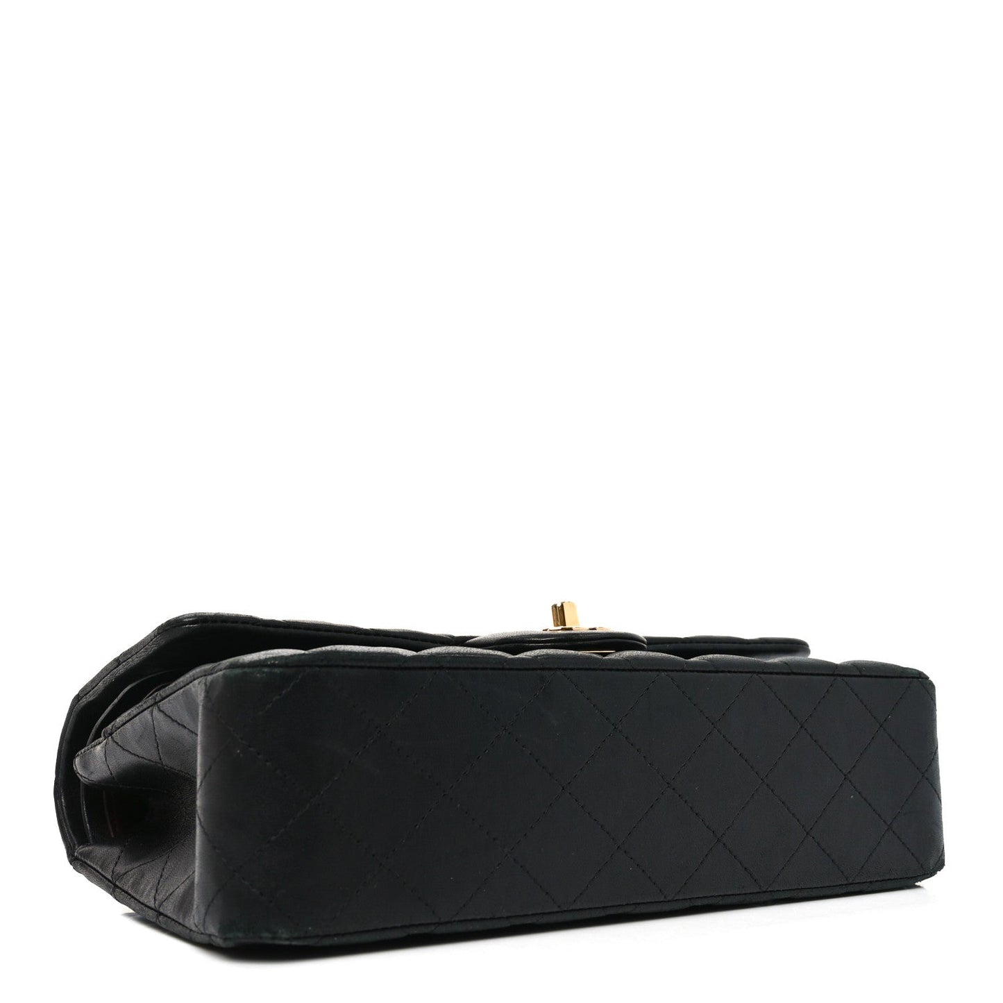Lambskin Quilted Medium Double Flap Black