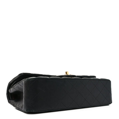 Lambskin Quilted Medium Double Flap Black