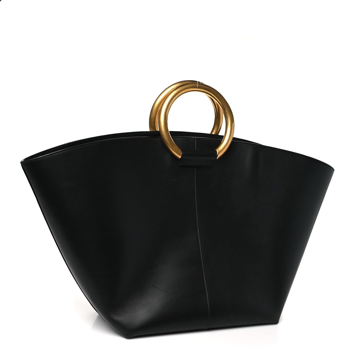 Smooth Calfskin Maxi Trapezoid Shopping Tote Black
