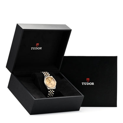 Stainless Steel 18K Yellow Gold Diamond Bezel 36mm Black Bay Automatic Watch Champagne 79653