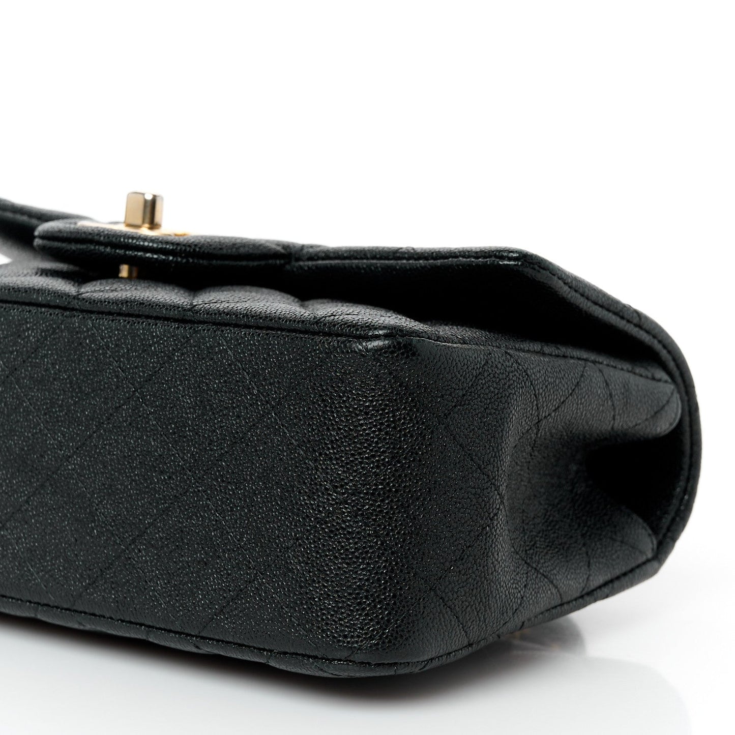 Caviar Quilted Mini Top Handle Rectangular Flap Black