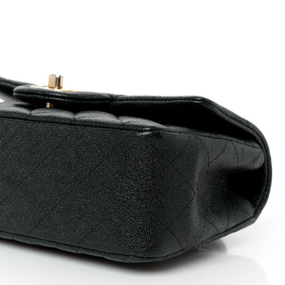 Caviar Quilted Mini Top Handle Rectangular Flap Black