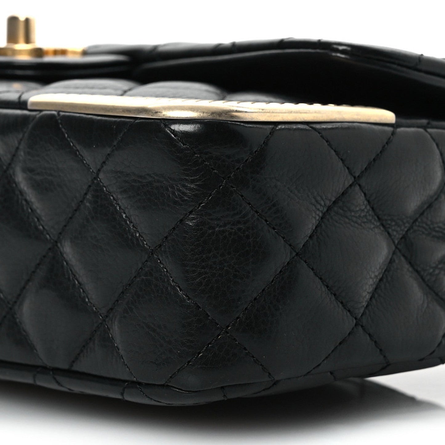Calfskin Quilted Rock The Corner Flap Black