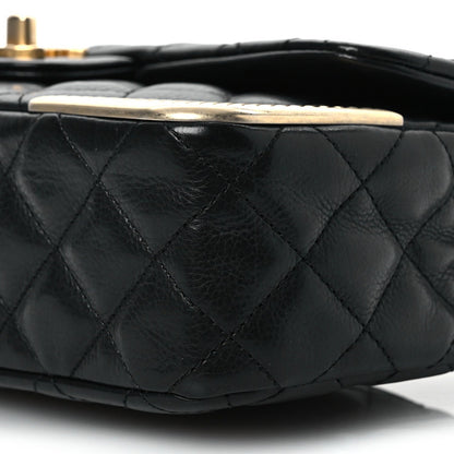 Calfskin Quilted Rock The Corner Flap Black