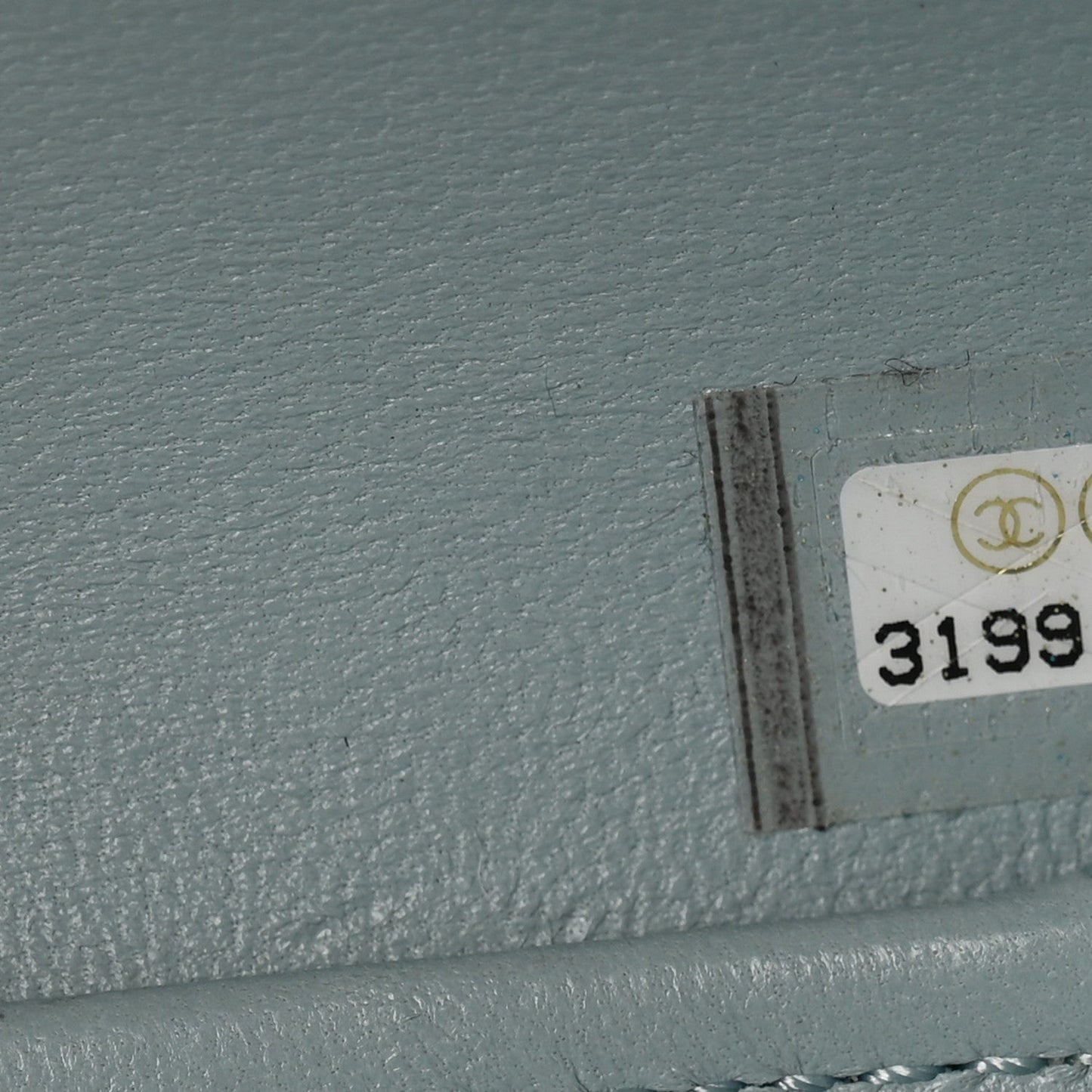 Lambskin Quilted CC Bubble Vanity Case With Chain Light Blue